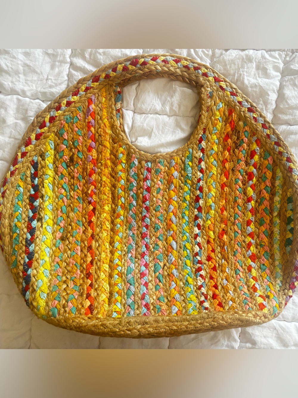 Antik Kraft Multicolor Braided Straw Tote - Vibrant Stripe - Picture 4 of 4